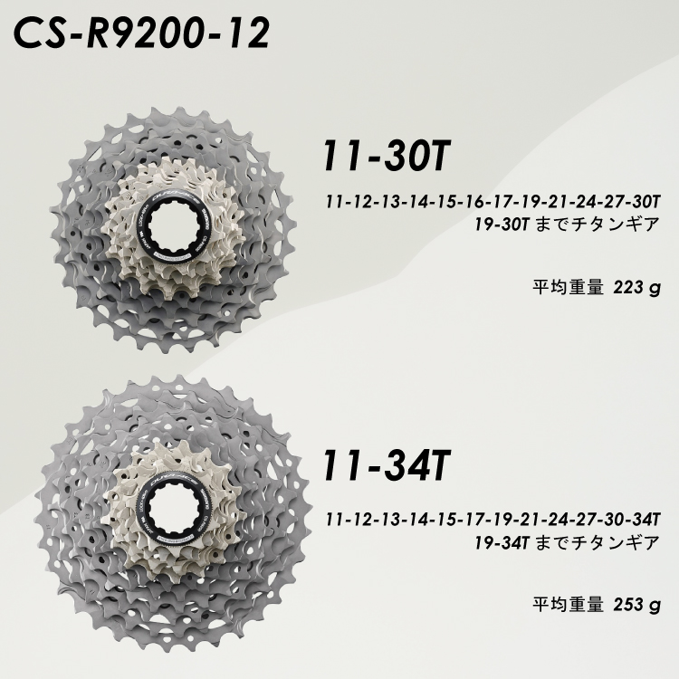 シマノ（SHIMANO） CS-R9200 12S 11-30T/11-34T 11/12Sフリーボディ両