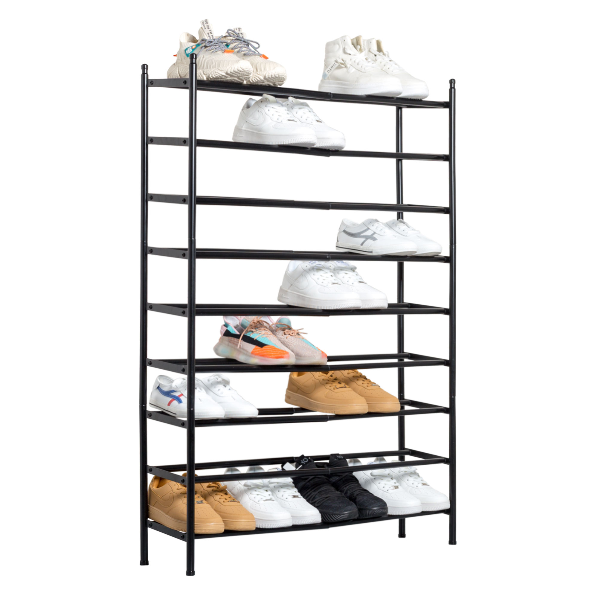 シューズラック 伸縮 省スペース 9段 靴棚 下駄箱 組み立て式 オープン