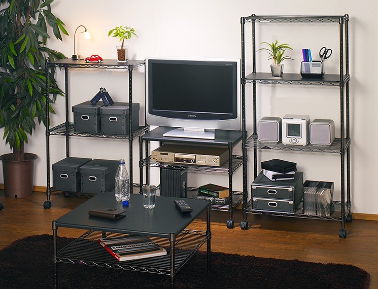 Luminous スチールラック 木製天板 幅60 奥行40 3段 ルミナス ブラック