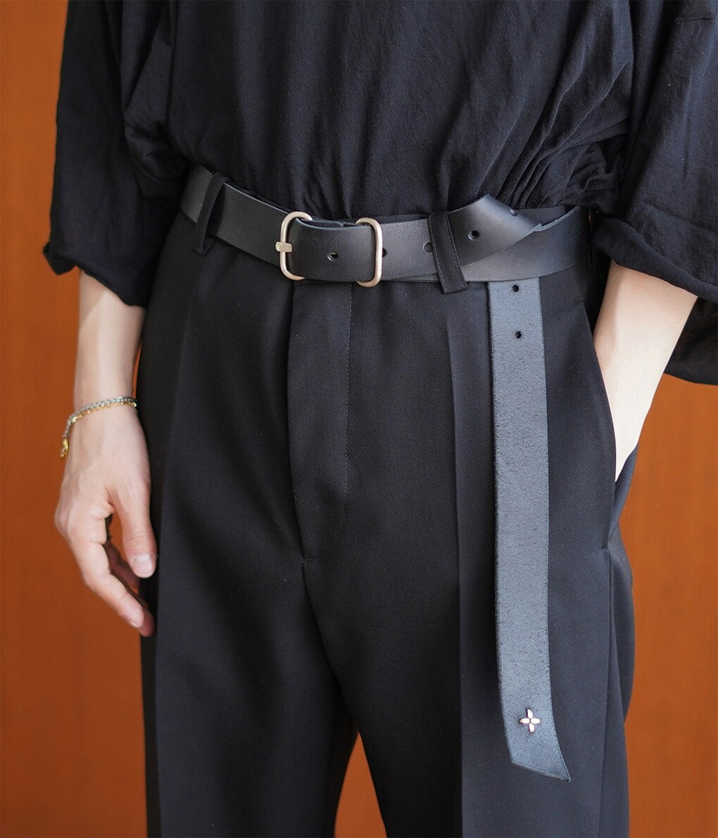 m.a+（エムエークロス） ： double oval buckle wide belt ： EL1E