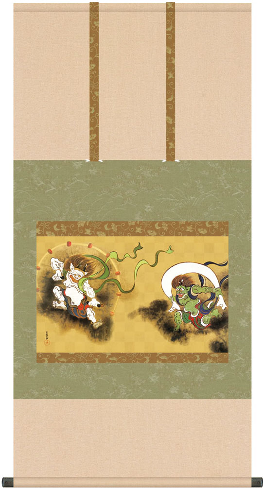 掛け軸 掛軸 尾形光琳 （ おがたこうりん ） 風神雷神図 ふうじんら
