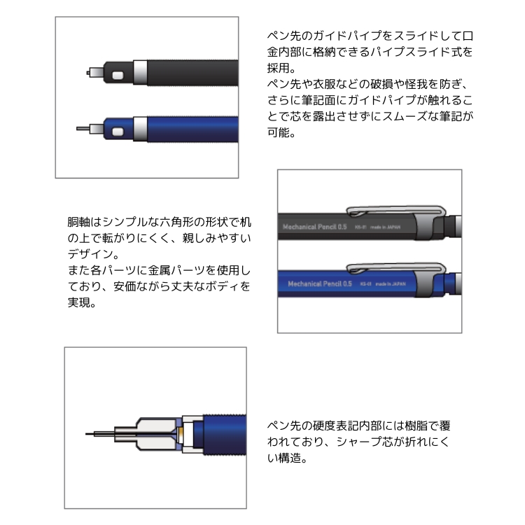 紀寺商事 メカニカル ノック ペンシル KS-01 あすつく対応 0.5mm
