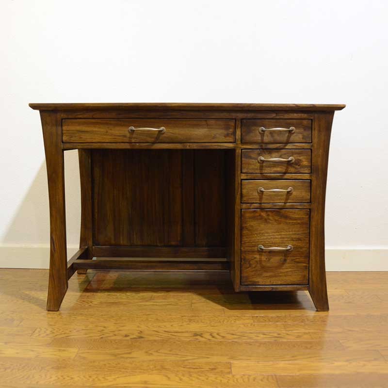 ライティングデスク チーク無垢材 幅110cm アジアン家具 北欧 木製