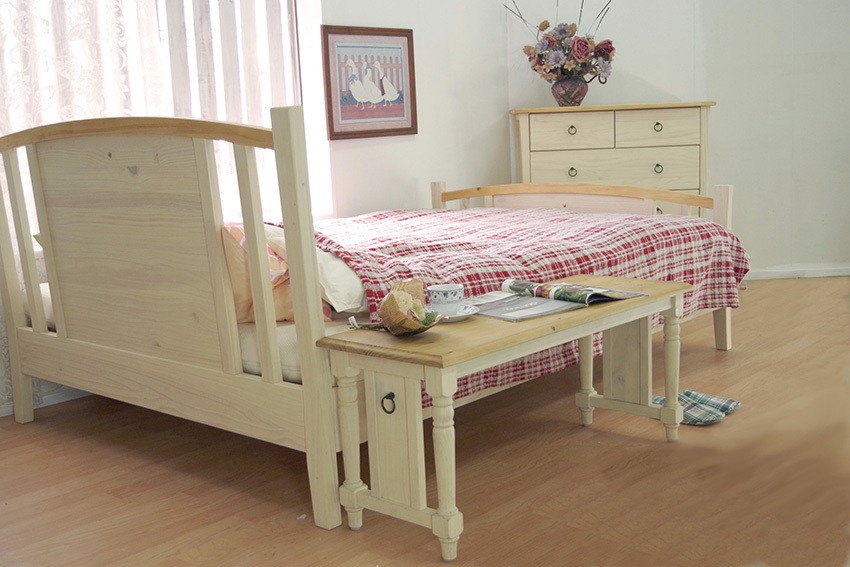 フレンチカントリーダブルベッド フレームのみ パインすのこベッド
