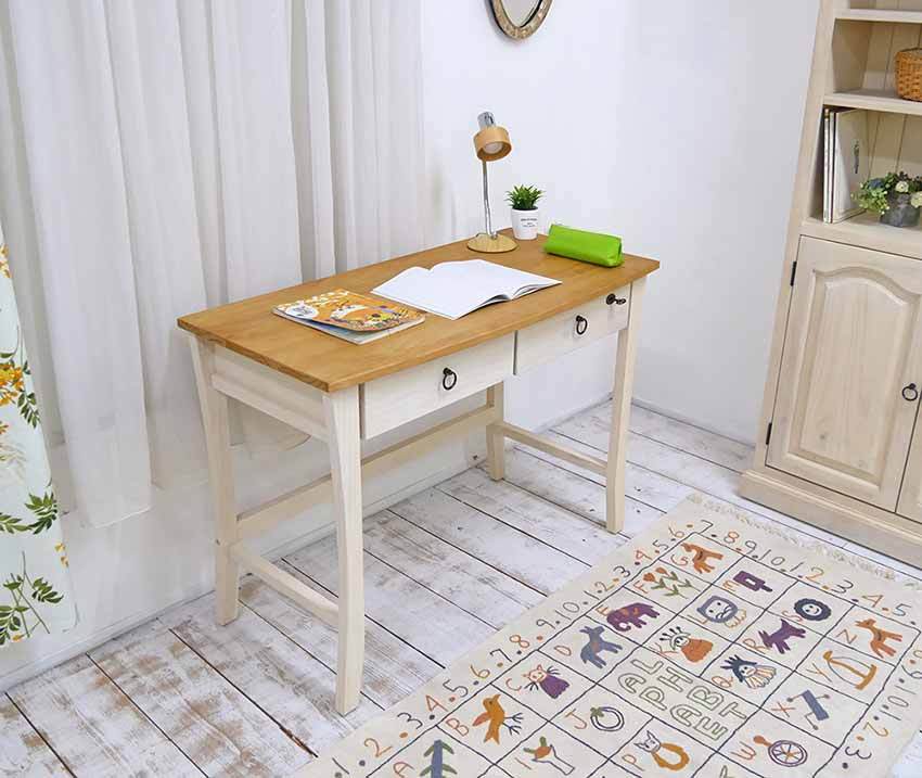 フレンチカントリーパインデスク-バレンシア リング取っ手 単品 白い