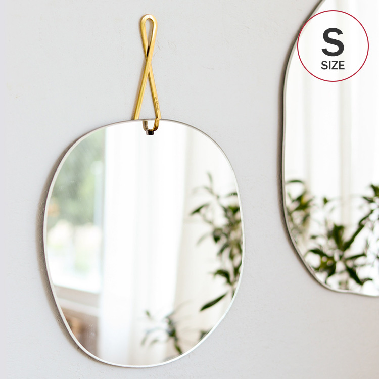 鏡 壁掛けミラー 真鍮 フック アクリルミラー ブラス ウォールミラー S