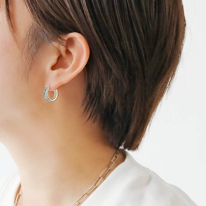 Binich（ビニッチ） クラッシュ ターコイズ フープピアス 遮蔽式