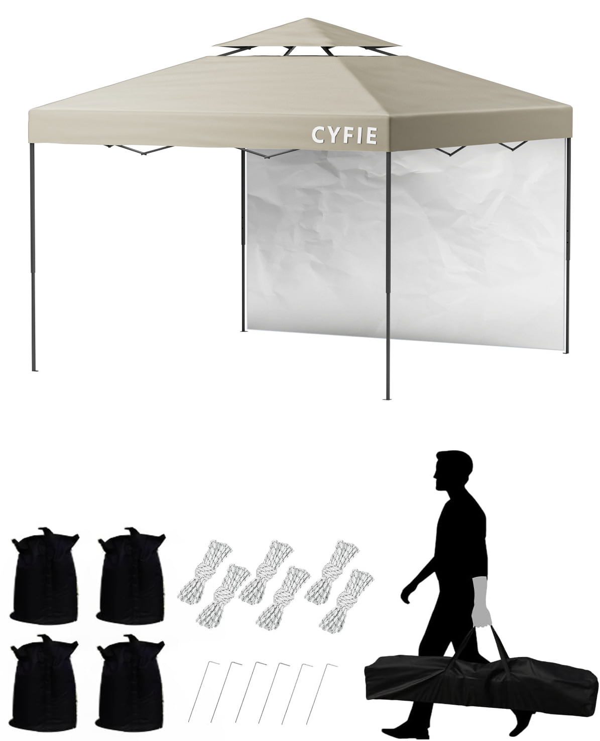 22日限定10倍P付]タープテント 3M ワンタッチタープテント サイド