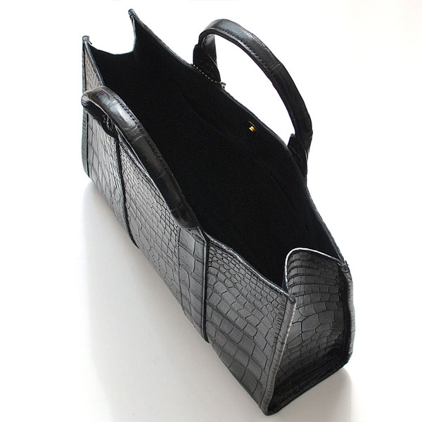 トートバッグ CROCODILE クロコダイル 黒 ブラック 鰐革 ワニ革 B5