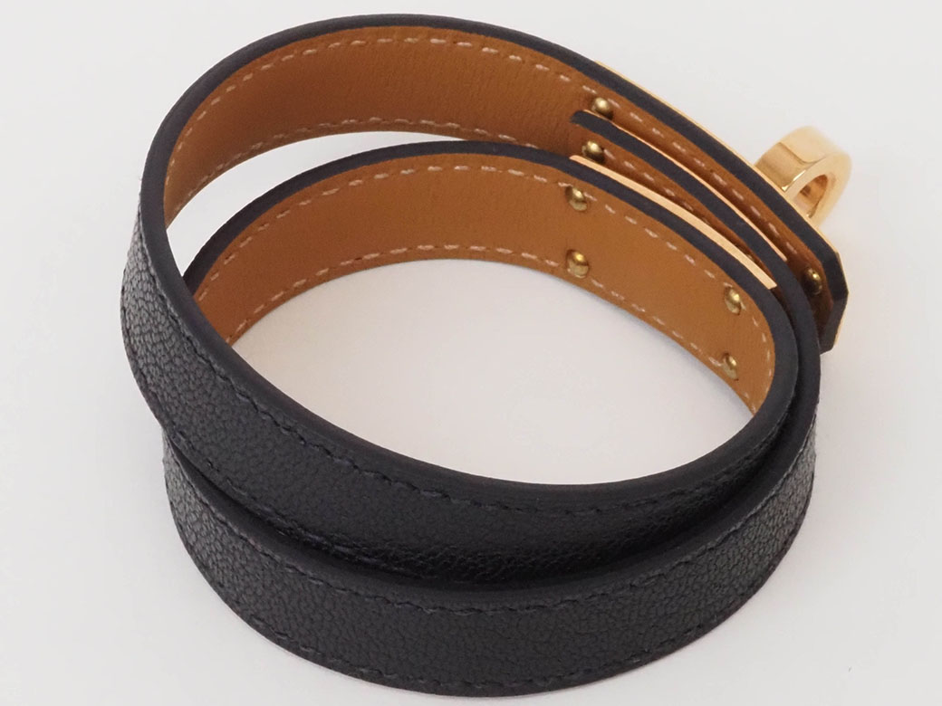 HERMES（エルメス） レザーブレスレット ケリー ドゥブルトゥール 黒