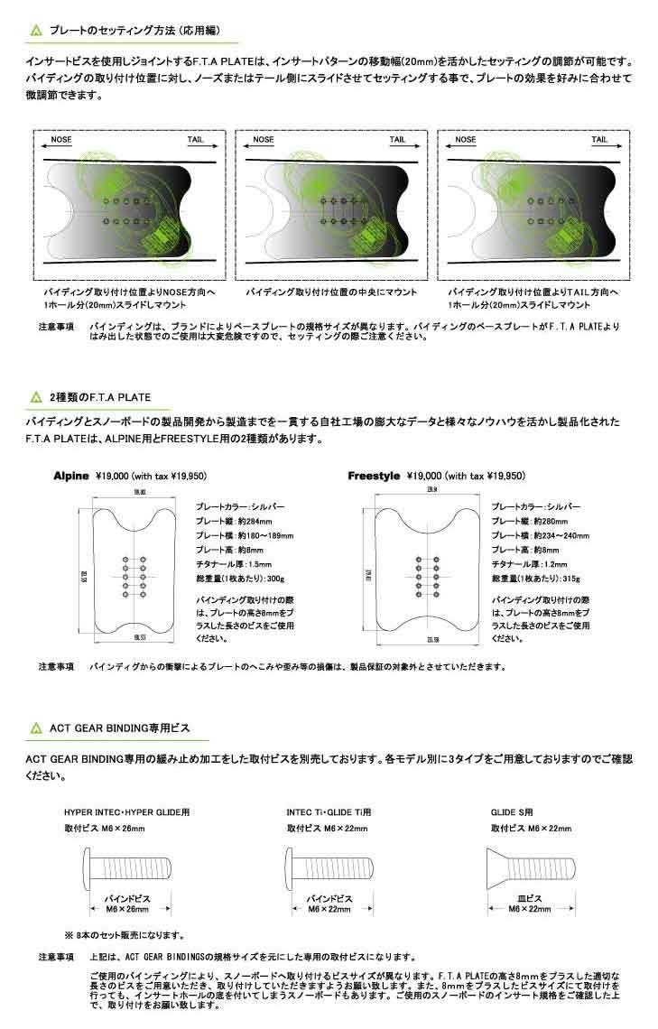 ACT GEAR / アクトギア F.T.A PLATE スノーボード プレート アルペン