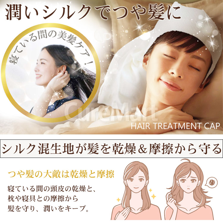 ヘアトリートメント キャップ シルク ロング 丈47cm 6573 日本製