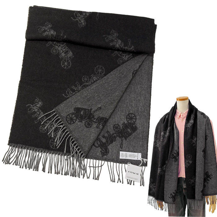 COACH（コーチ） マフラー カシミヤ混 馬車柄 イタリア製 #76387