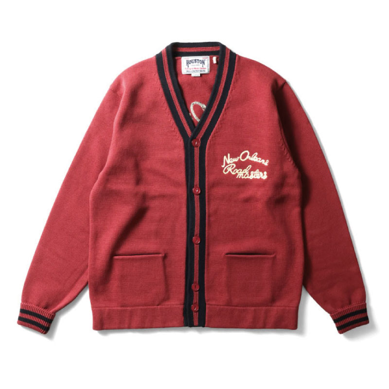 HOUSTON（ヒューストン） コットンカーディガン チェーンステッチ 刺繍