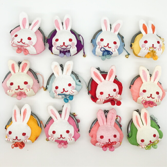 がま口財布 小銭入れ コインケース かわいい うさぎ がまぐち ボンボン