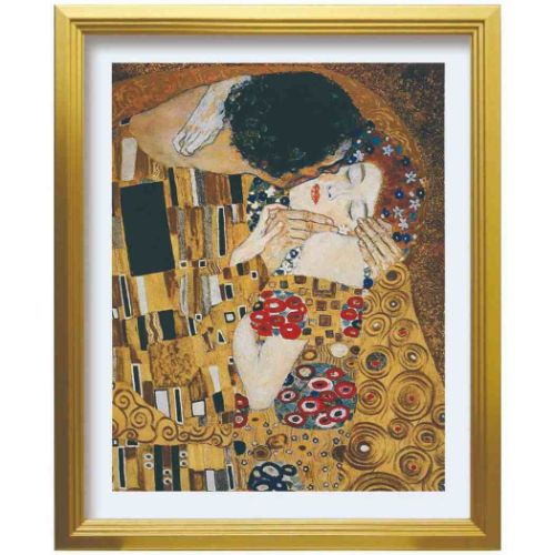 アートポスター クリムト Gustav Klimt The kiss 額付き
