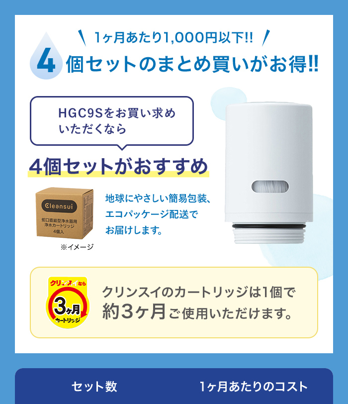 クリンスイ TVCM公開中 蛇口直結型 浄水器 カートリッジ HGC9SW 2箱(計