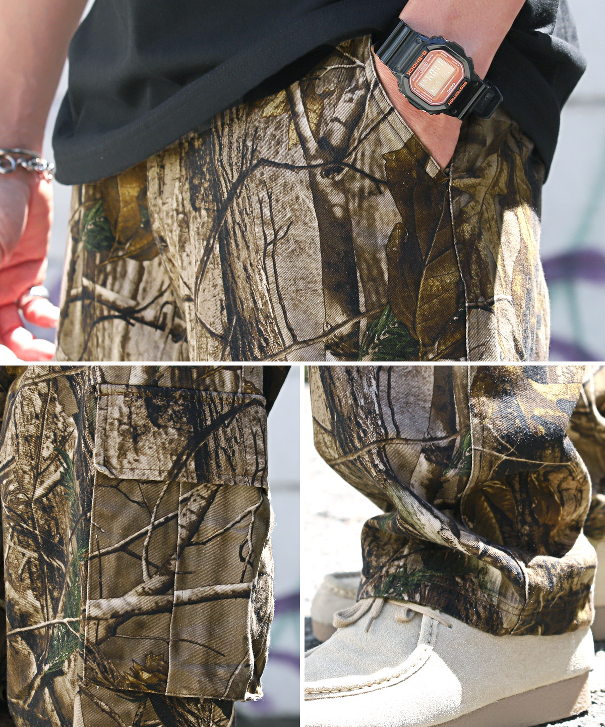 カーゴパンツ メンズ ワイドパンツ ボトムス 総柄 迷彩 カモフラ