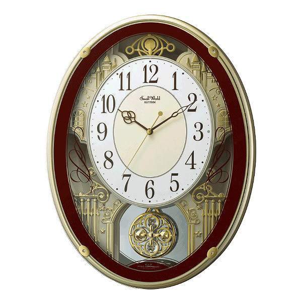 RHYTHM 振り子時計 スモールワールドプラウド 18曲収録 電波時計