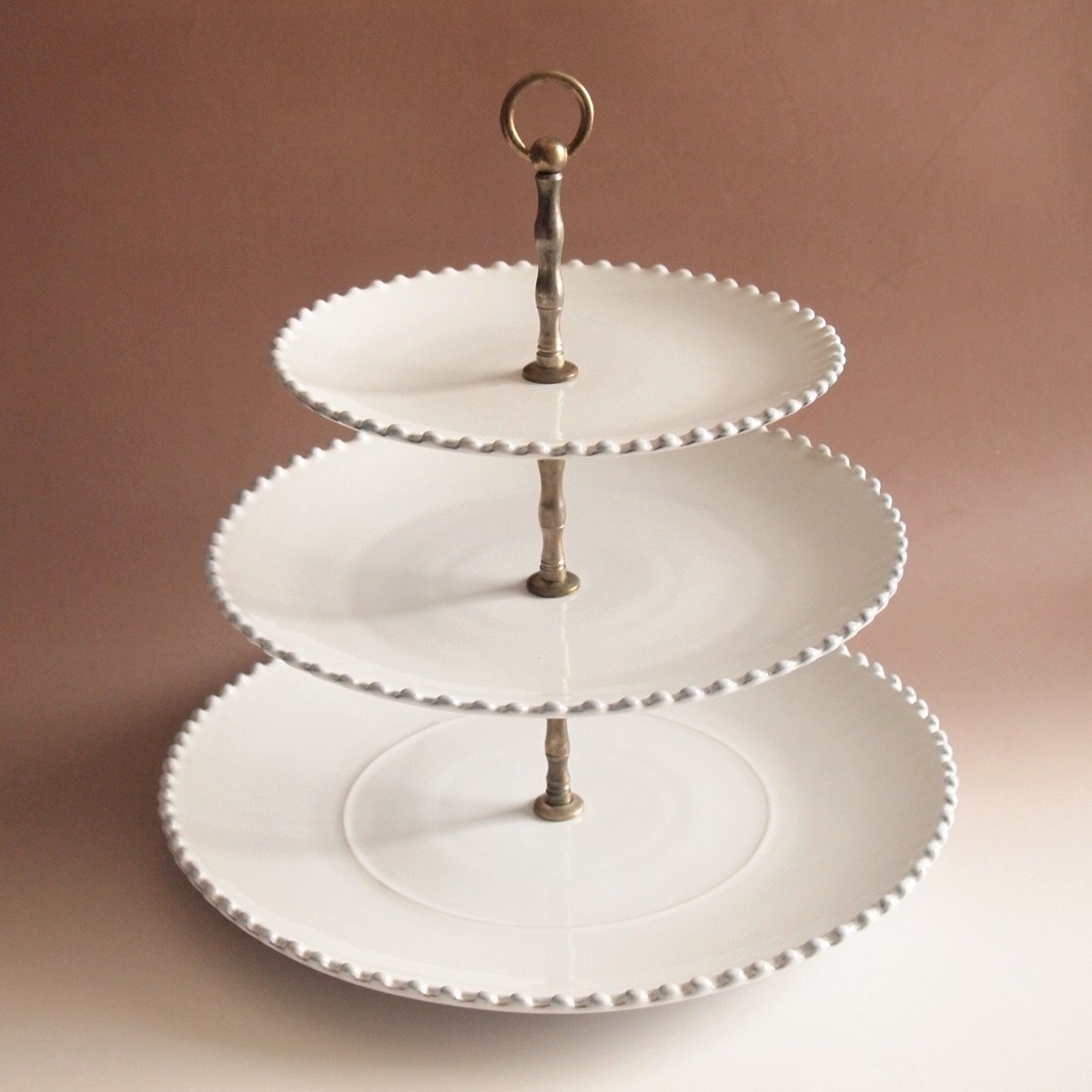 ポルトガル食器 コスタ・ノバ パール 3段ケーキスタンド アンティーク