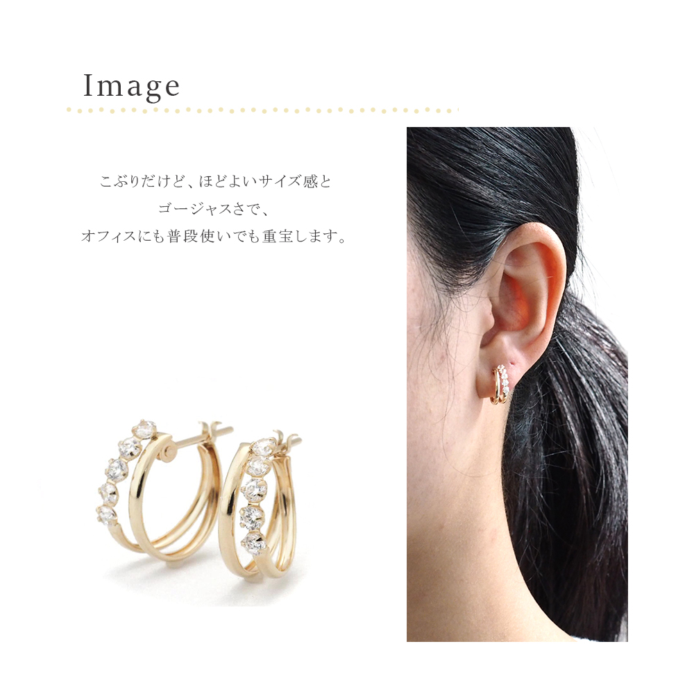 k10 フープ ピアス 10金 フープピアス 10k クロッシング キュービック