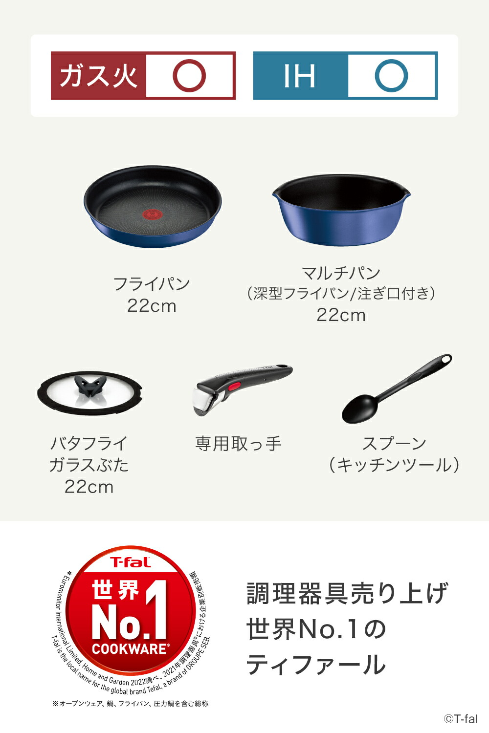 T-fal（ティファール） フライパン セット5 IHブルーマーキーズ
