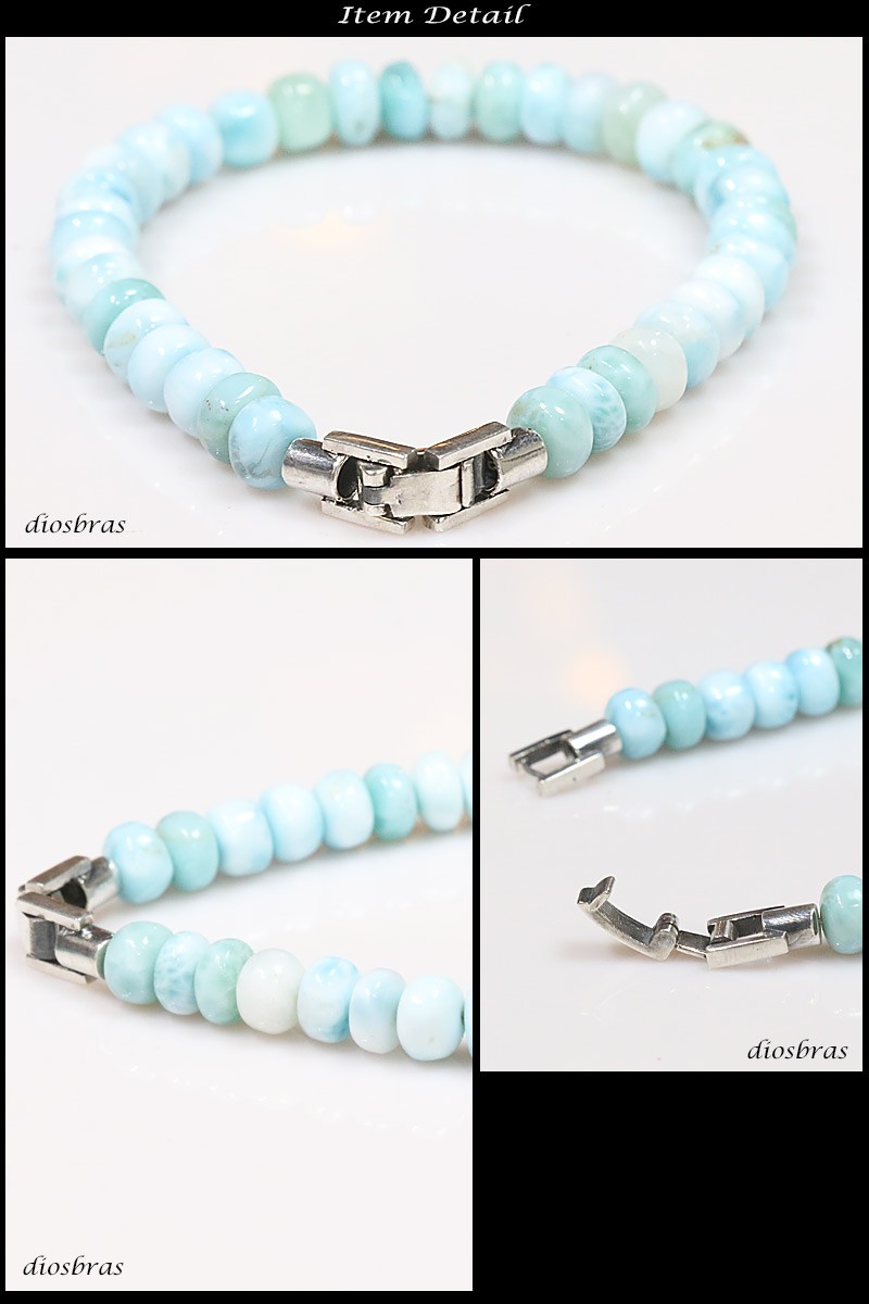 ラリマーブレスレット 7mm馬蹄