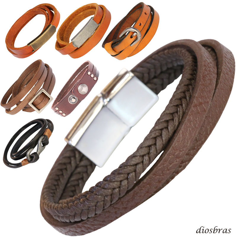 ブレスレット レザー ブレス 本革 革 バングル レザーブレスレット