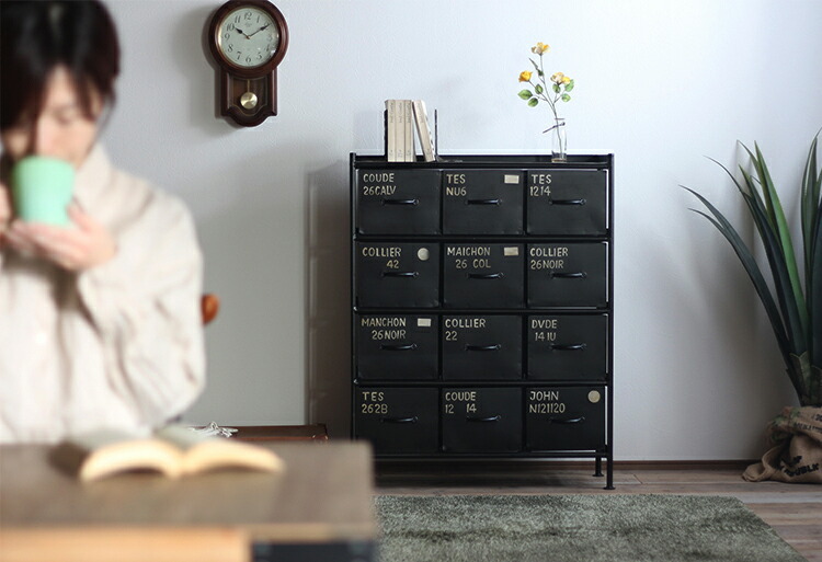 収納 チェスト インダストリアル 引き出し収納 おしゃれ リビング 黒