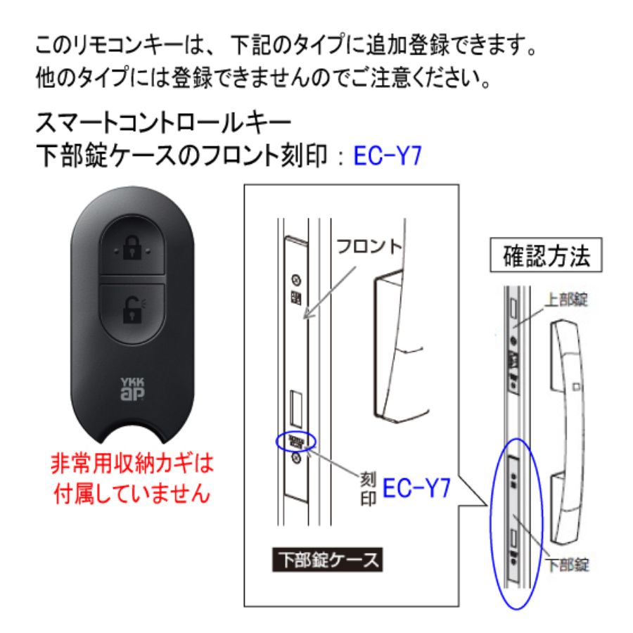 YKK AP 玄関ドア スマートコントロールキー用リモコンキー：追加用