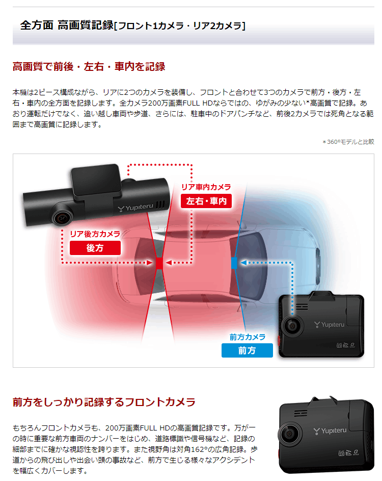 ユピテル（yupiteru） Y-3100 全方向対応3カメラドライブレコーダー