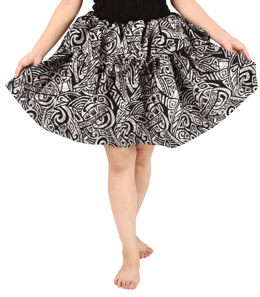 フラダンス衣装 日本製 タヒチアンスカート 2段フリル フラダンス