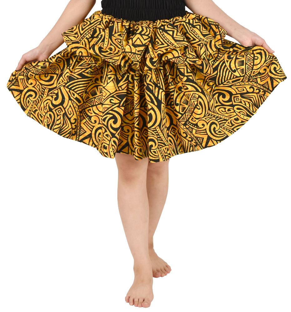 フラダンス衣装 日本製 タヒチアンスカート 2段フリル フラダンス