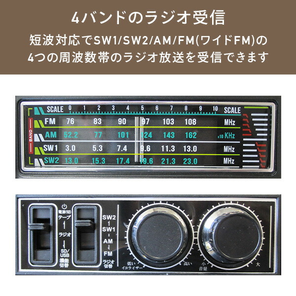 とうしょう 昭和の想い出ラジカセ AM FM SW1 SW2 トランジスタラジオ