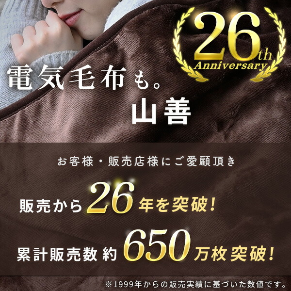 山善（YAMAZEN） 電気毛布 掛・敷毛布 188×130cm 電気掛け毛布 電気掛
