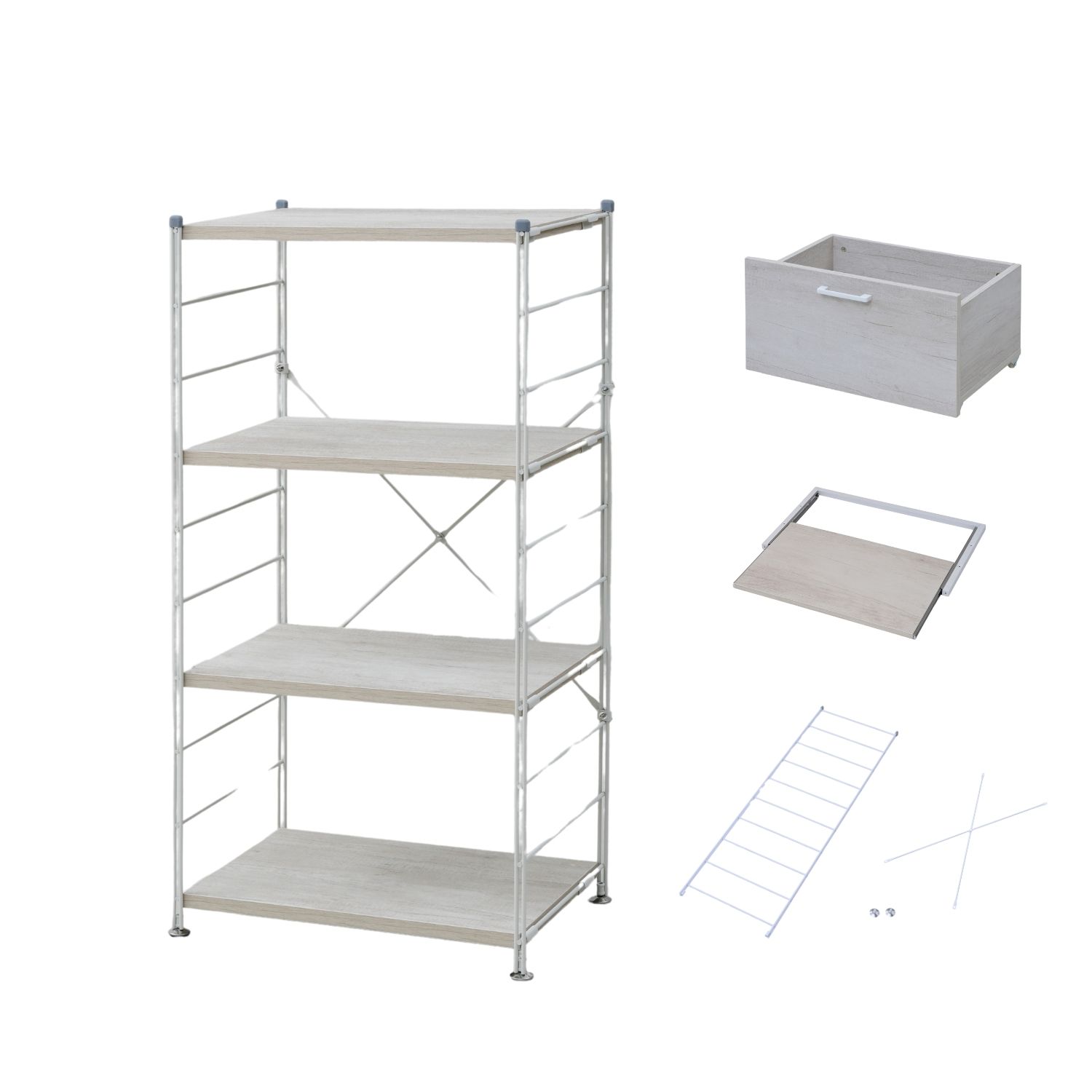 山善（YAMAZEN） ラック キッチンラック 木製棚板 4段 セット 幅65