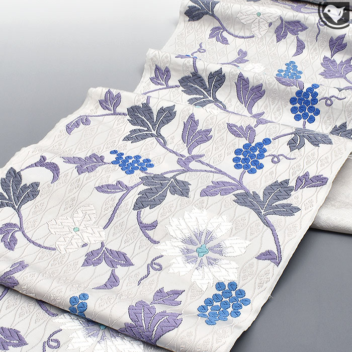 西陣 唐織 老舗 都 謹製 蔦花文様 九寸 名古屋帯 正絹 日本製【帯専門