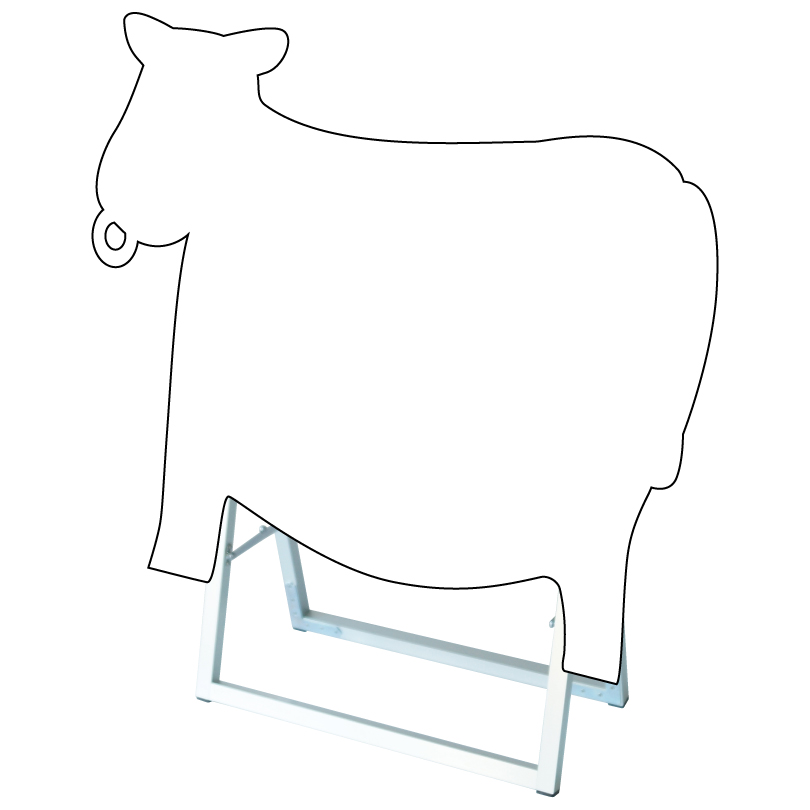 ポップルスタンド看板シルエット横型 牛型 / ブラックボード ホワイト