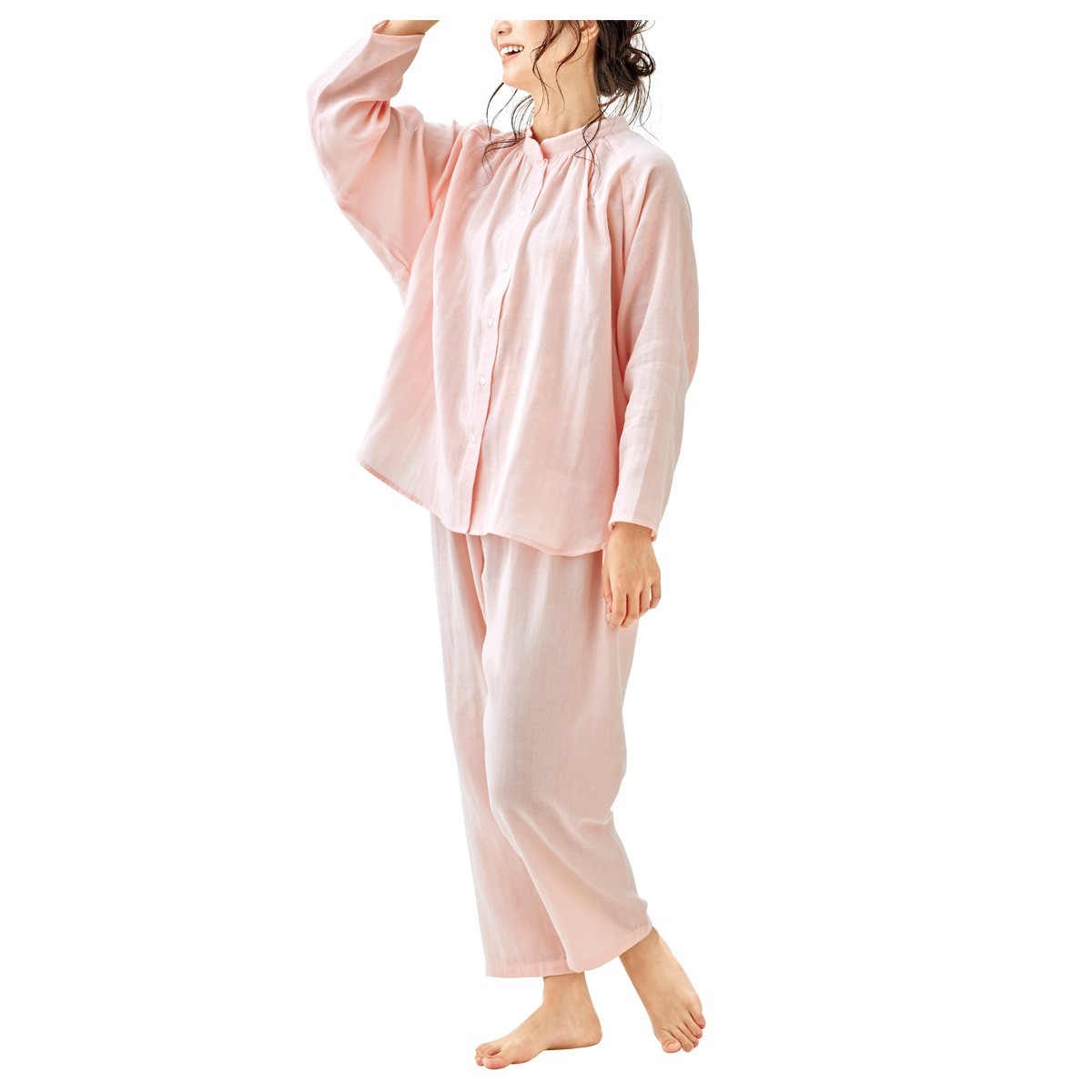 パジャマ ダブルガーゼ 綿100% ギフト 二重ガーゼ 前開きレディース