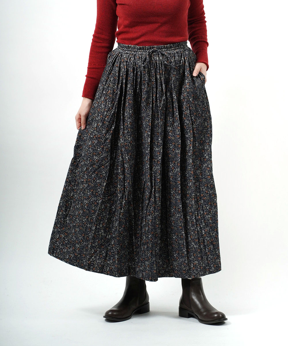 SOIL（ソイル） スカート CORDUROY SMALL FLOWER PRINT GATHERED SKIRT