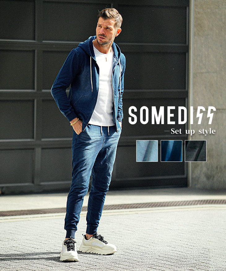 SOMEDIFF（サムディフ） セットアップ メンズ デニム スウェット上下