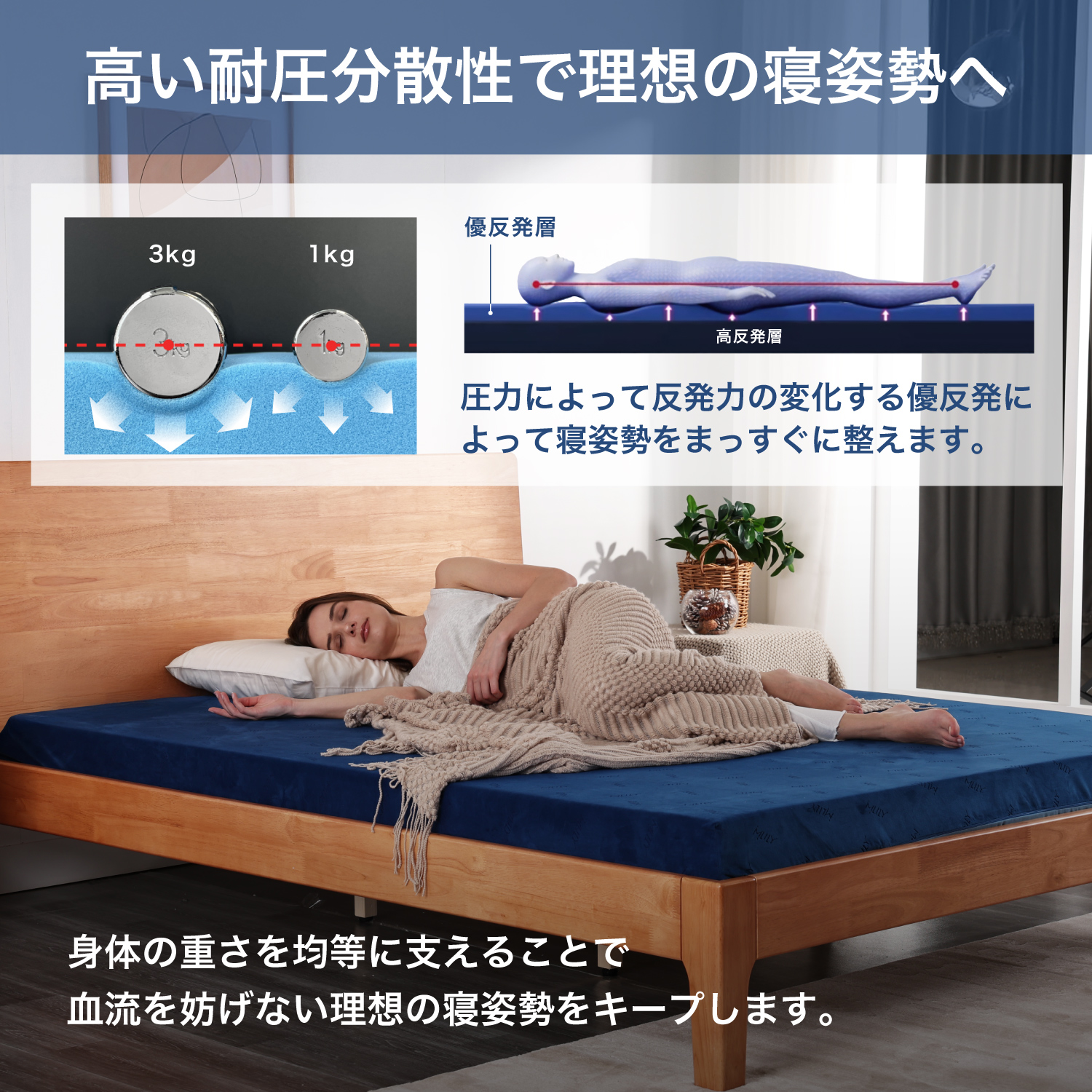 MLILY（エムリリー） 【医師・専門家が推奨】 マットレス ダブル 高