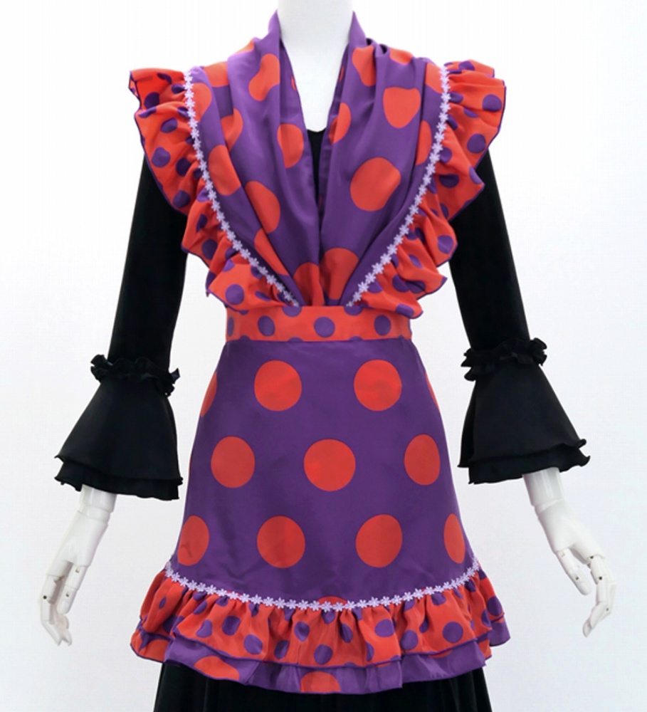 フラメンコ ピキージョ・エプロンセット 水玉 パープル×オレンジ PA-5