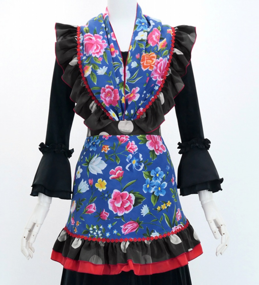 フラメンコ ピキージョ・エプロンセット 花柄 ブルー PA-29 : emika