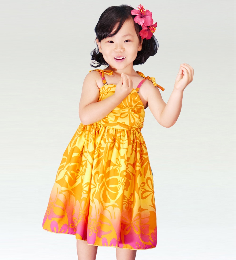 フラダンス ケイキ(キッズ) ドレープ ミディ丈 ムームードレス