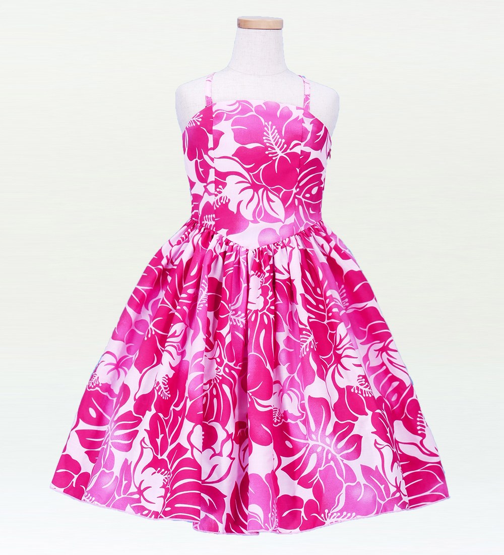 フラダンス ケイキ(ジュニア) ミディ丈 ムームードレス ピンク 140