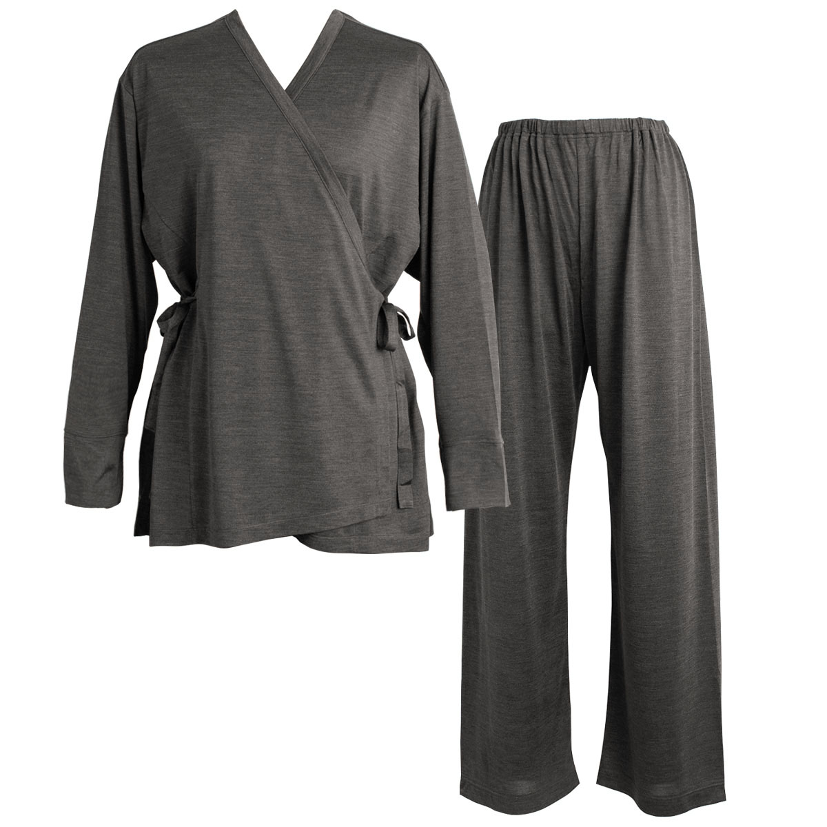 シルク100％ジャージー パジャマ 上下セット カシュクールトップスと