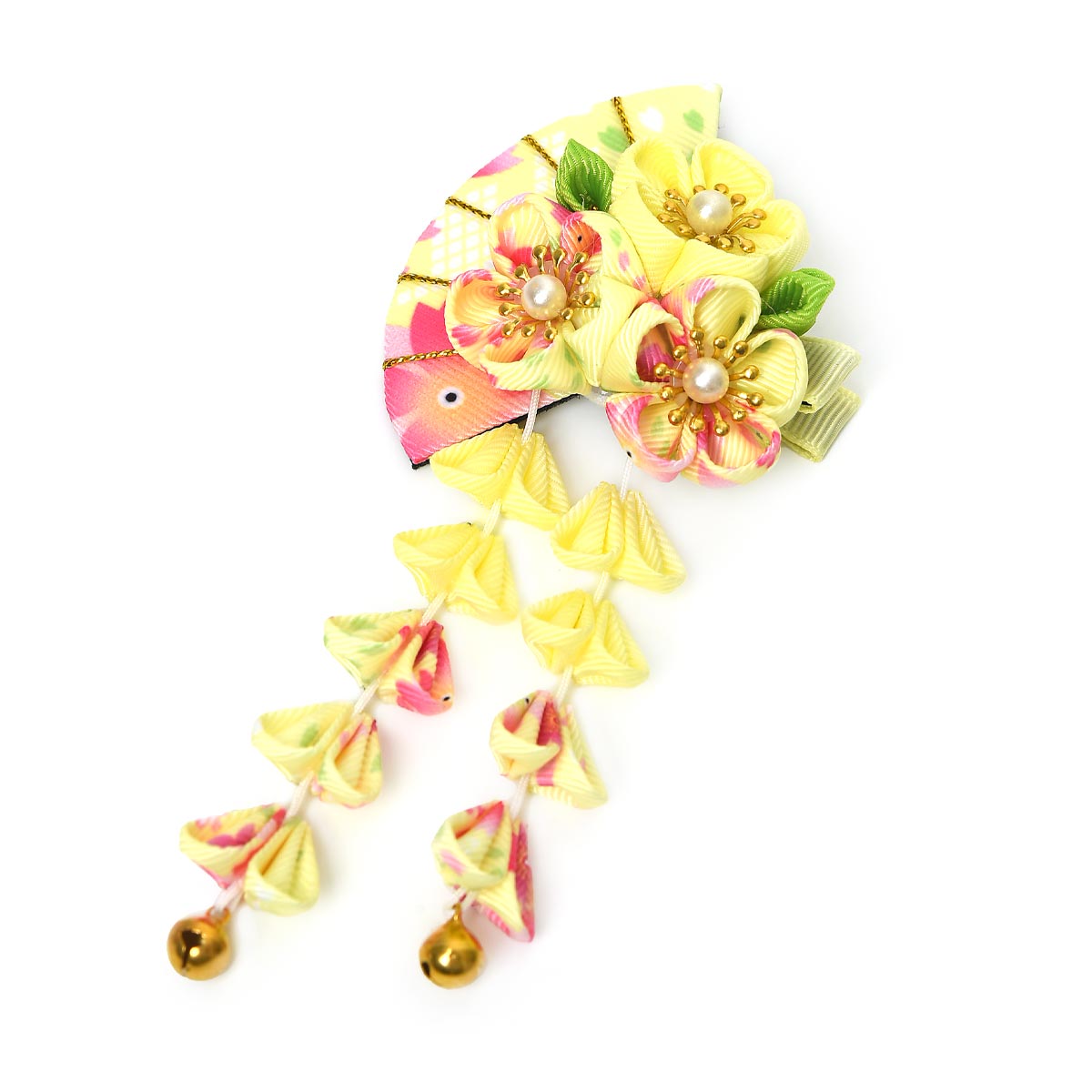 EsuonHappiness つまみ細工 髪飾り 扇 小梅 さがり藤 卒園式 卒業式