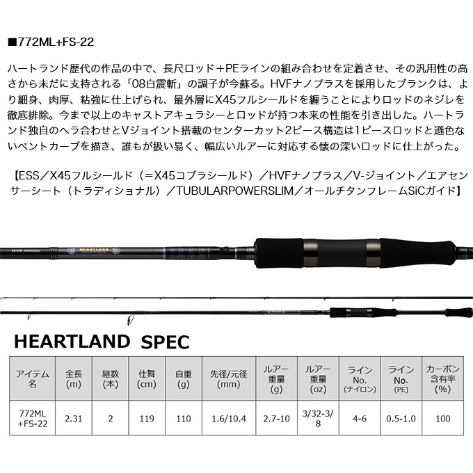 DAIWA（ダイワ） ハートランド 772ML+FS-22 (2022年モデル) スピニング