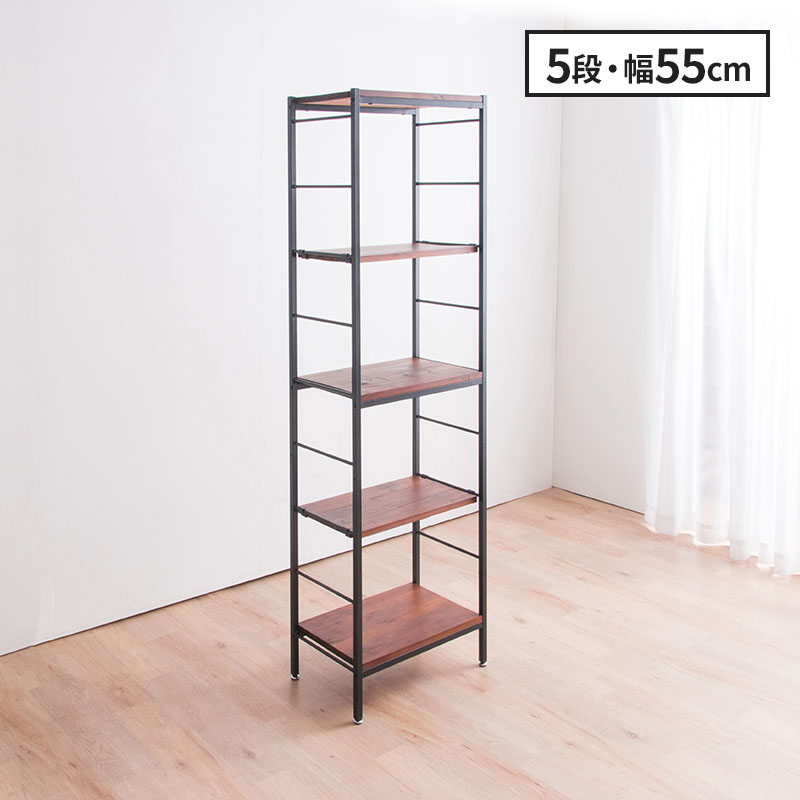 MINT シェルフ 木製 5段 アンティーク調 幅55 ラフ ヴィンテージ